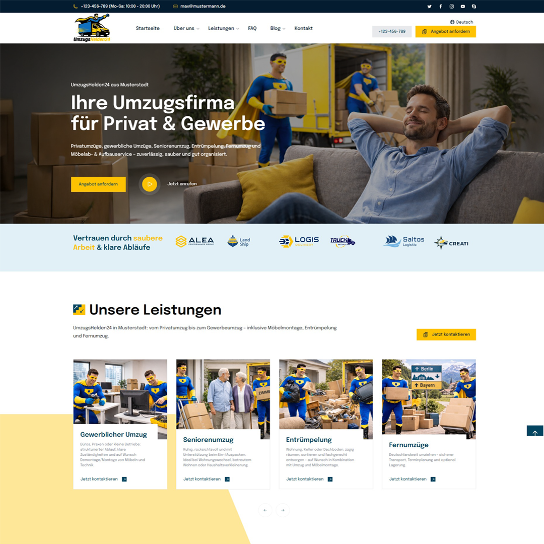 UmzugsHelden24 OnePage – Website für Umzug & Transport | Premium Design – Bild 2
